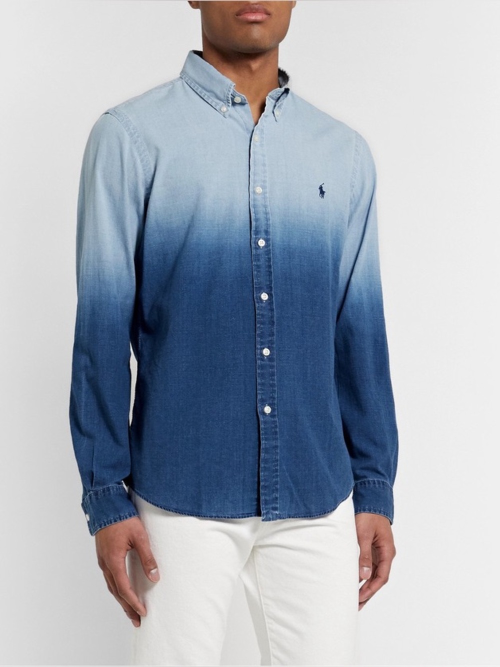 Polo Ralph Lauren Men's Classic Fit Dip-Dyed Shirt Blue Size L